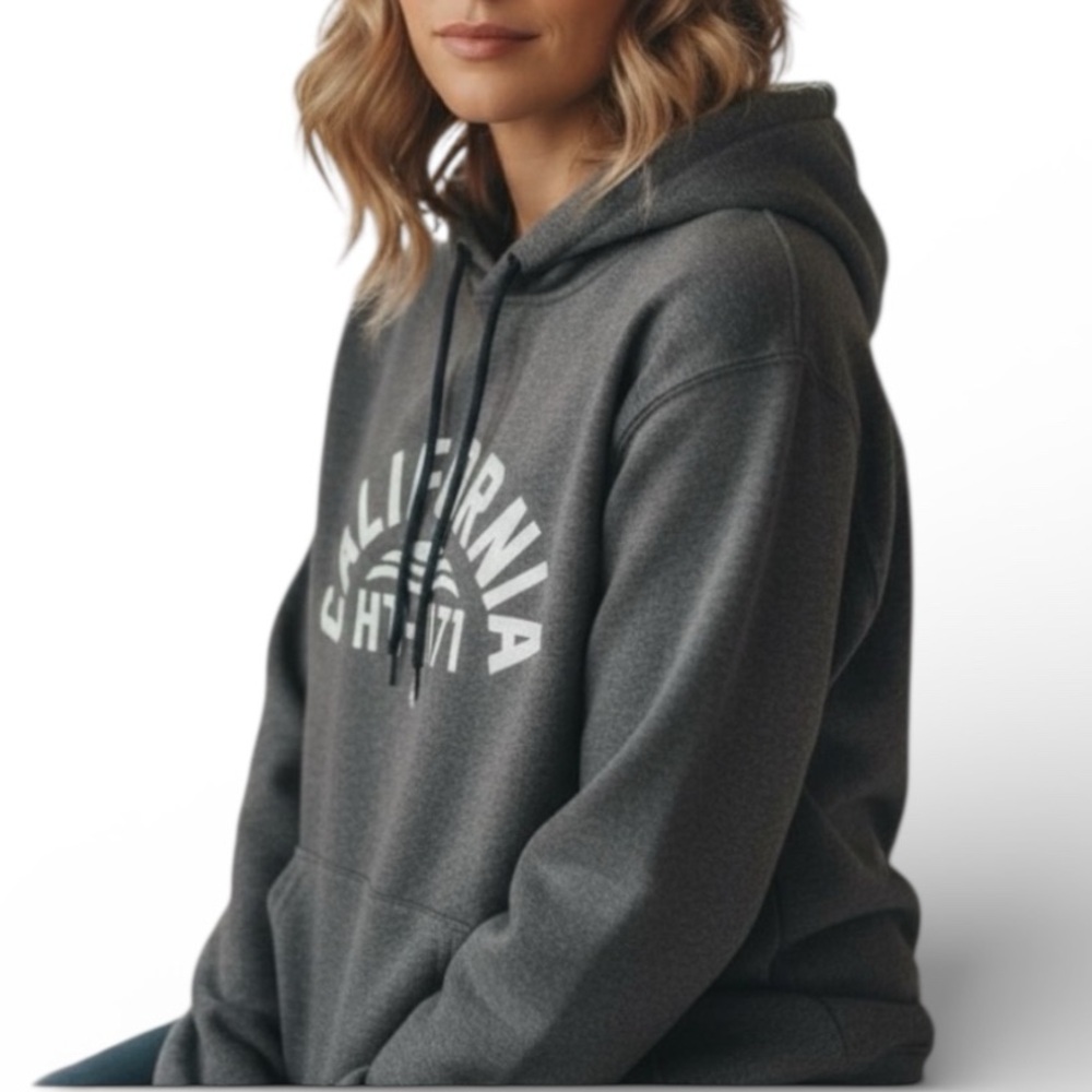 HOTEL 1171 Hoodie Sweatshirt - Grey & White - California Hoodie - Size Small